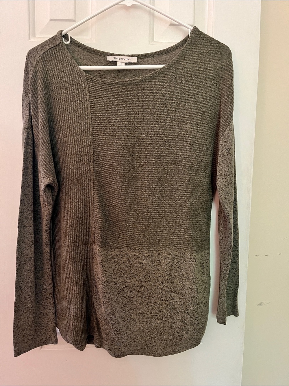 Olive Green Mixed-Knit Women's Sweater